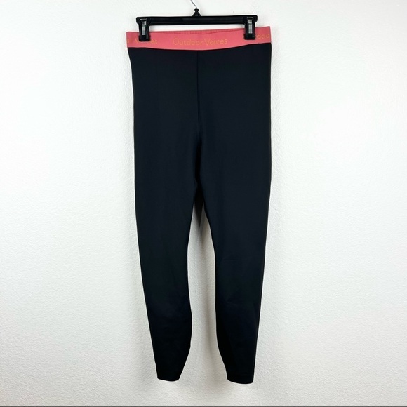 OUTDOOR VOICES Smooth 7/8 Leggings, Black with Desert Rose Spellout Band, Size M - Picture 5 of 11